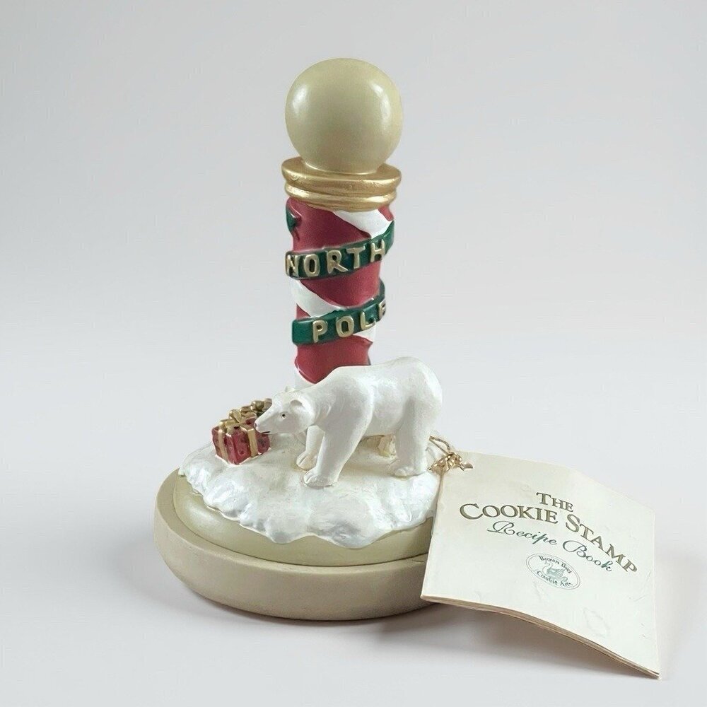Vintage 1995 Brown Bag Cookie Art Stamp #13 North Pole House Polar Bear Ceramic